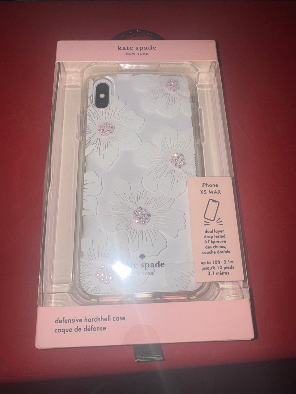 kate spade White Floral Hard Shell iPhone XS Max Case with Pink Accents
